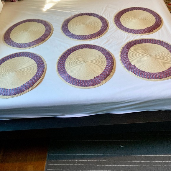 SONOMA Round Braided Placemats Red and Blue Outdoors Indoors Colorful Set of 6 - Picture 8 of 11